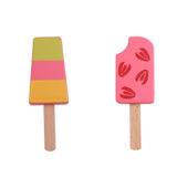 Maxbell 2 Pieces Wooden Mini Popsicle Food Play Set Kids Kitchen Pretend Play Toy
