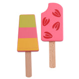 Maxbell 2 Pieces Wooden Mini Popsicle Food Play Set Kids Kitchen Pretend Play Toy