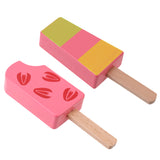 Maxbell 2 Pieces Wooden Mini Popsicle Food Play Set Kids Kitchen Pretend Play Toy