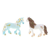 Maxbell 2Pcs Elven Horse with Flower Animal Model Figurines Kids Toy Home Decor