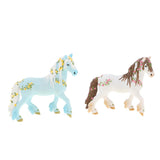 Maxbell 2Pcs Elven Horse with Flower Animal Model Figurines Kids Toy Home Decor