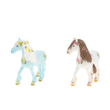 Maxbell 2Pcs Elven Horse with Flower Animal Model Figurines Kids Toy Home Decor