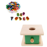 Maxbell Montessori Wooden Matching Stand Box Spherical & String Beads Lacing Game