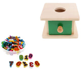 Maxbell Montessori Wooden Matching Stand Box Spherical & String Beads Lacing Game