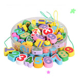 Maxbell Montessori Wooden Matching Stand Box Spherical & String Beads Lacing Game