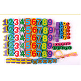 Maxbell Montessori Wooden Matching Stand Box Spherical & String Beads Lacing Game