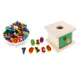 Maxbell Montessori Wooden Matching Stand Box Spherical & String Beads Lacing Game