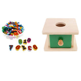Maxbell Montessori Wooden Matching Stand Box Spherical & String Beads Lacing Game