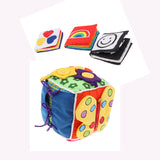 Maxbell Infant Baby Visual Development Cloth Book & Basic Life Skills Cube Set Toy