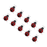 Maxbell 10Pcs Mini Metal Ladybug Fence Hanger Wall Hanging Outdoor Garden Decor Red