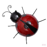 Maxbell 10Pcs Mini Metal Ladybug Fence Hanger Wall Hanging Outdoor Garden Decor Red