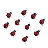 Maxbell 10Pcs Mini Metal Ladybug Fence Hanger Wall Hanging Outdoor Garden Decor Red