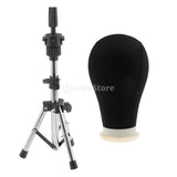 Maxbell 22inch Canvas Poly Mannequin Head for Wig Hat Making Display Stand w/ Stand
