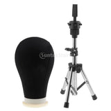 Maxbell 22inch Canvas Poly Mannequin Head for Wig Hat Making Display Stand w/ Stand