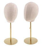 Maxbell 2pcs Suede Cork Mannequin Head Hat Rack Cap Wig Holder Display Stand White