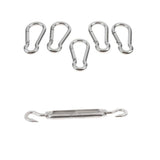 Maxbell 1x Stainless Steel 304 Hook&Hook Turnbuckle M6&5x Pear-shaped Carabiner 7mm