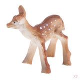 Maxbell 2Pcs Resin Sika Deer Ornament Toy Animal Figurine Plant Pot Dollhouse Decor