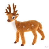 Maxbell 2Pcs Miniature Realistic Deer Figurine Statue Model Home Gift Decorative