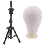Maxbell 22'' Canvas Mannequin Head for Wigs Hat Making Display Holder Tripod Stand