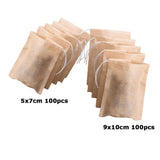 Maxbell 200Pcs Empty Tea Filter Bags Loose Herbs Teabag with Drawstring 5x7 & 9x10cm