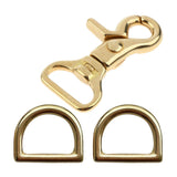 Maxbell 2 Sets Brass Lobster Clasp Hook Swivel Trigger Snap Hook & D Ring