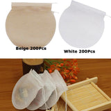 Maxbell 400Pcs Round Empty Tea Filter Bags Loose Herbs Teabag Beige&White