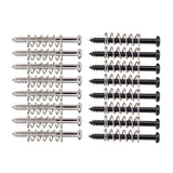 Maxbell Electric Guitar Humbucker Pickups Adjust Height Screws Springs Black+Sliver