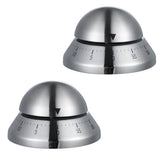 Maxbell 2x Stainless Steel 60min Clock Kitchen Timer UFO Round Mechanical Reminder