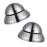 Maxbell 2x Stainless Steel 60min Clock Kitchen Timer UFO Round Mechanical Reminder