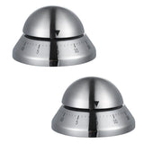 Maxbell 2x Stainless Steel 60min Clock Kitchen Timer UFO Round Mechanical Reminder