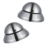 Maxbell 2x Stainless Steel 60min Clock Kitchen Timer UFO Round Mechanical Reminder