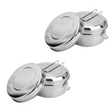 Maxbell 2x Stainless Steel Lunch Bags Round Lunch Box Food Bento Container Small