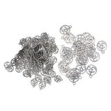 Maxbell 130Pcs Tibetan Silver Hollow Out OM Yoga Round Charm Pendant Necklace Making