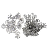 Maxbell 130Pcs Tibetan Silver Hollow Out OM Yoga Round Charm Pendant Necklace Making