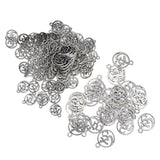 Maxbell 130Pcs Tibetan Silver Hollow Out OM Yoga Round Charm Pendant Necklace Making