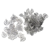 Maxbell 130Pcs Tibetan Silver Hollow Out OM Yoga Round Charm Pendant Necklace Making