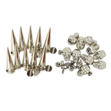 Maxbell 20 Sets Skull/Cone Studs Rivets Punk Rock DIY Spikes Shoes Bags Decor Silver