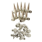 Maxbell 20 Sets Skull/Cone Studs Rivets Punk Rock DIY Spikes Shoes Bags Decor Silver