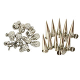 Maxbell 20 Sets Skull/Cone Studs Rivets Punk Rock DIY Spikes Shoes Bags Decor Silver