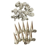 Maxbell 20 Sets Skull/Cone Studs Rivets Punk Rock DIY Spikes Shoes Bags Decor Silver