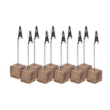 Maxbell 40x Rustic Fire Scar Wooden Base Wire Photo Clip Wedding Table Card Holder