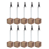 Maxbell 40x Rustic Fire Scar Wooden Base Wire Photo Clip Wedding Table Card Holder