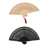 Maxbell 2x Vintage Wood Hollow Out Carved Hand Fan Foldable Fan Folding Pocket Fan