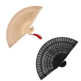 Maxbell 2x Vintage Wood Hollow Out Carved Hand Fan Foldable Fan Folding Pocket Fan