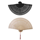 Maxbell 2x Vintage Wood Hollow Out Carved Hand Fan Foldable Fan Folding Pocket Fan