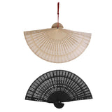 Maxbell 2x Vintage Wood Hollow Out Carved Hand Fan Foldable Fan Folding Pocket Fan