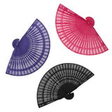 Maxbell 3x Vintage Wood Hollow Out Carved Hand Fan Foldable Fan Folding Pocket Fan