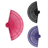 Maxbell 3x Vintage Wood Hollow Out Carved Hand Fan Foldable Fan Folding Pocket Fan