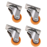 Maxbell 4x Nylon All Swivel Caster Wheels Plate Caster for Trolleys Wheel Orange 1"