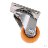 Maxbell 4x Nylon All Swivel Caster Wheels Plate Caster for Trolleys Wheel Orange 1"